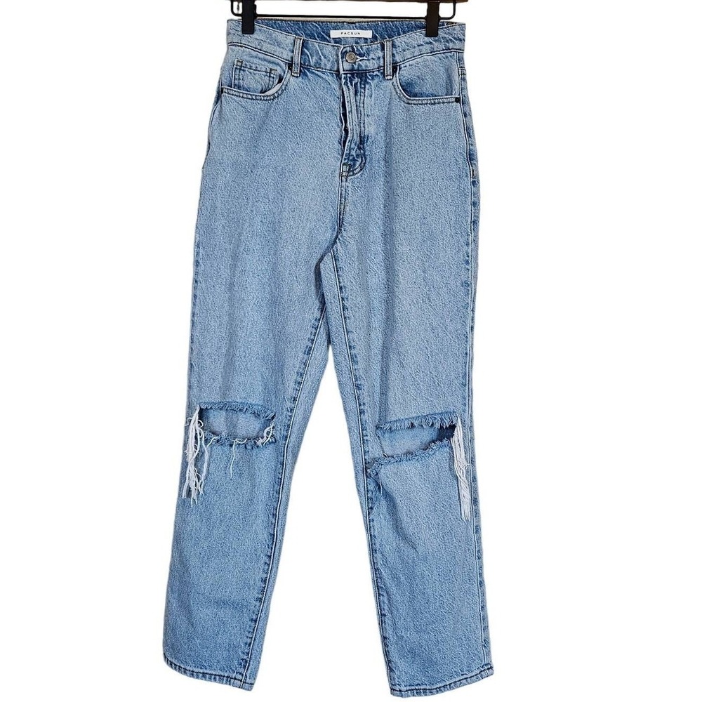 Pacsun High Rise Straight Button Fly Denim Distressed Women's 25 Casual
